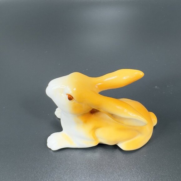 Vintage Bone China Small Rabbit Bunny Porcelain Figurine Tan White Figure VTG - Picture 11 of 11
